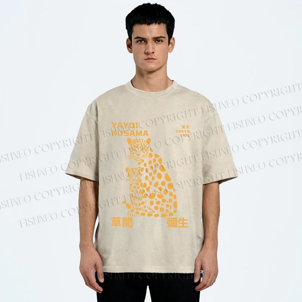 Unisex Yayoi Kusama Panthers Printed Washed Tee