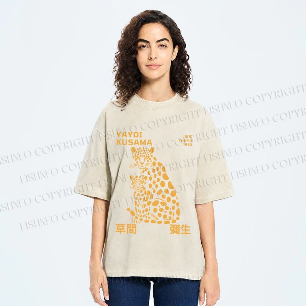 Unisex Yayoi Kusama Panthers Printed Washed Tee