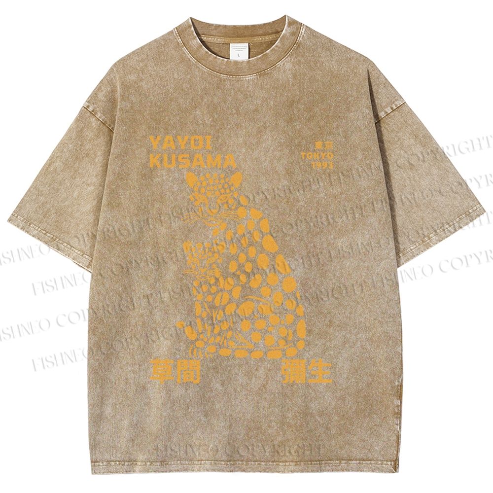 Unisex Yayoi Kusama Panthers Printed Washed Tee