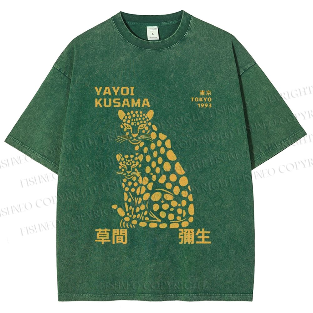 Unisex Yayoi Kusama Panthers Printed Washed Tee