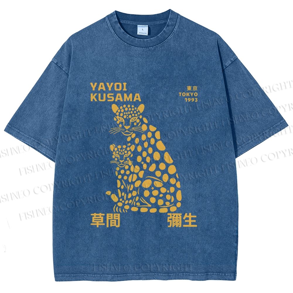 Unisex Yayoi Kusama Panthers Printed Washed Tee