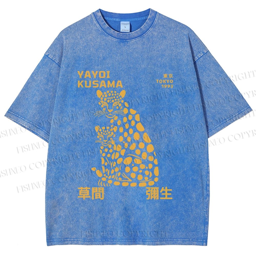 Unisex Yayoi Kusama Panthers Printed Washed Tee