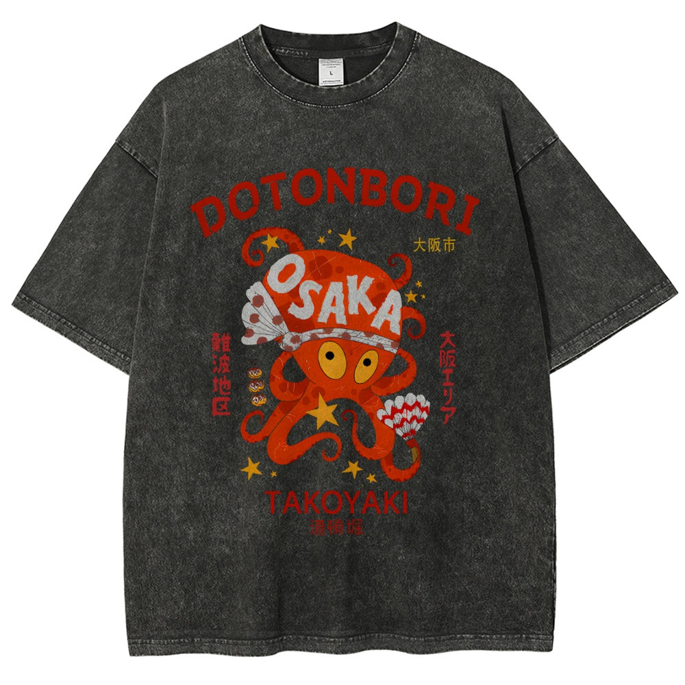 Osaka Dotonbori Vintage Wash Japanese Design T-Shirt