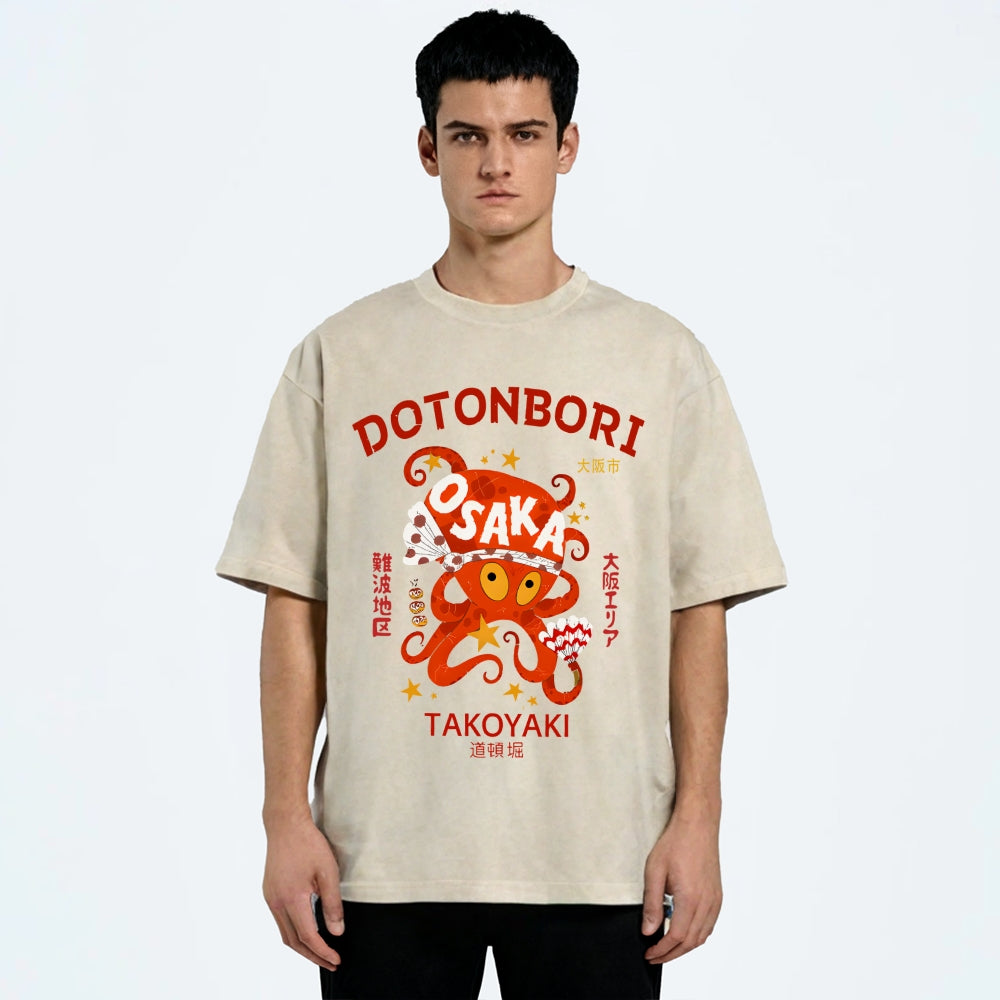 Osaka Dotonbori Vintage Wash Japanese Design T-Shirt