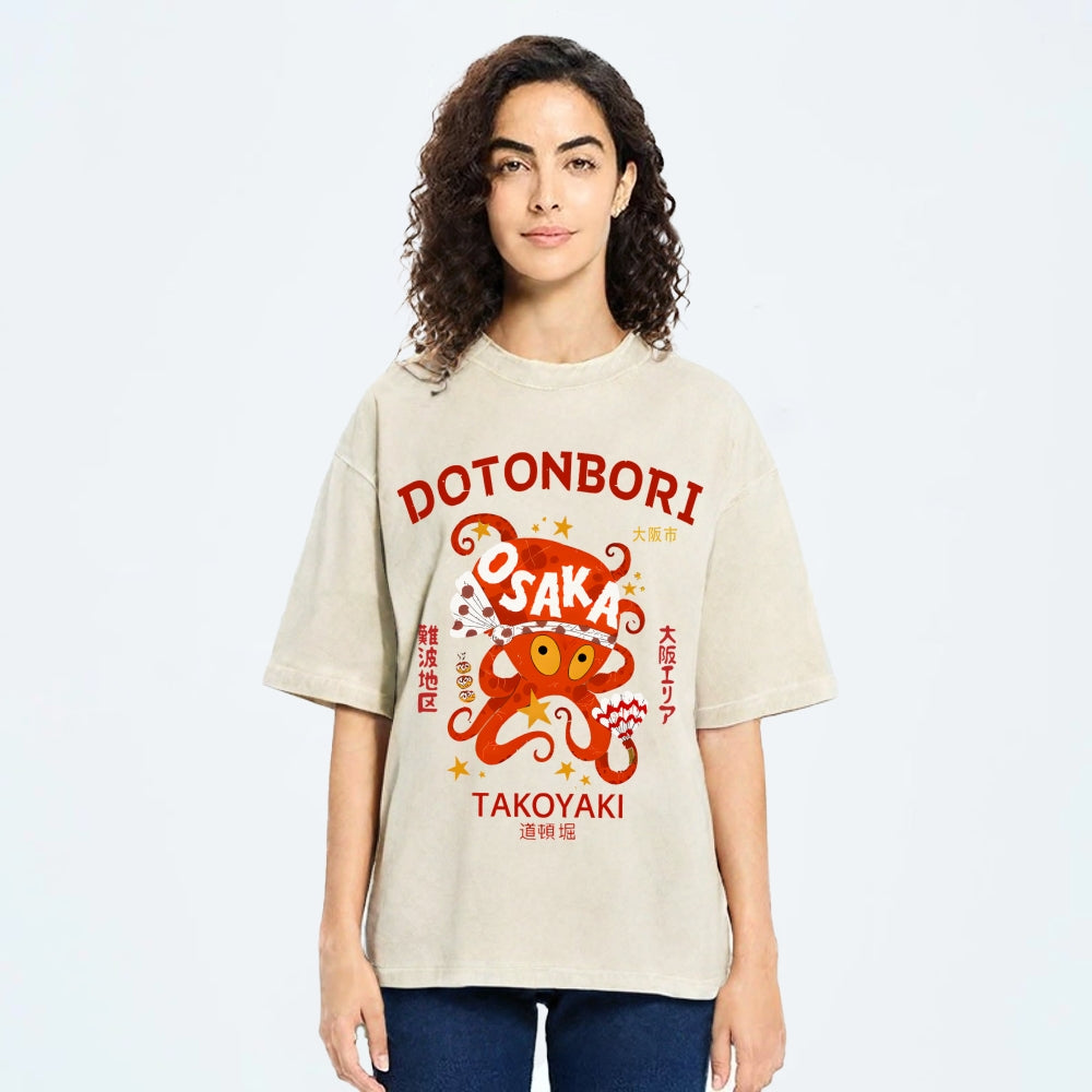 Osaka Dotonbori Vintage Wash Japanese Design T-Shirt