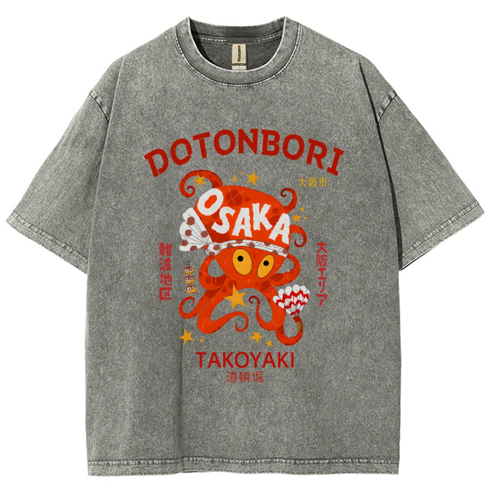 Osaka Dotonbori Vintage Wash Japanese Design T-Shirt