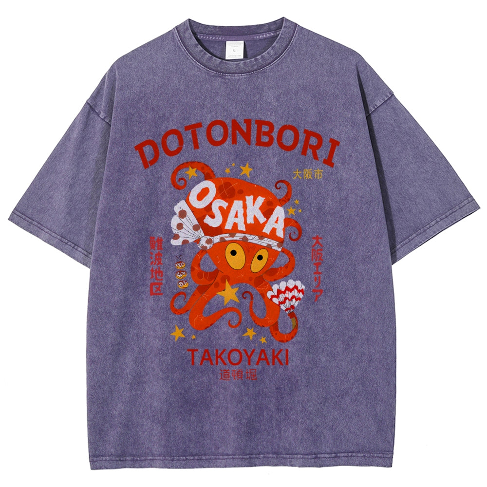 Osaka Dotonbori Vintage Wash Japanese Design T-Shirt