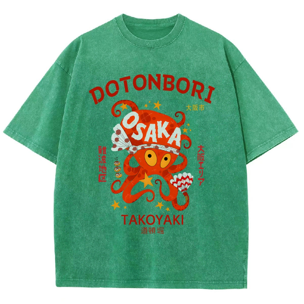 Osaka Dotonbori Vintage Wash Japanese Design T-Shirt