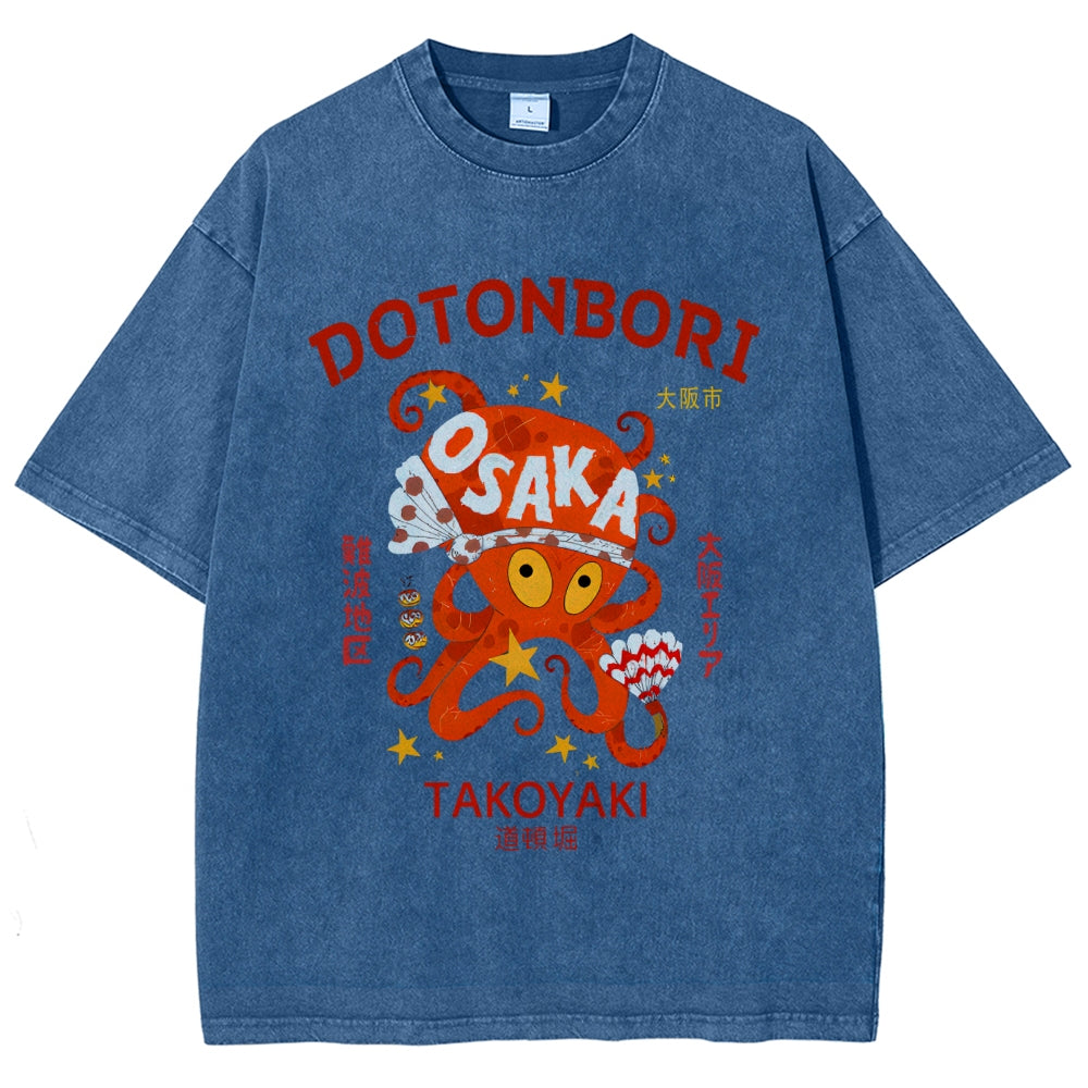 Osaka Dotonbori Vintage Wash Japanese Design T-Shirt