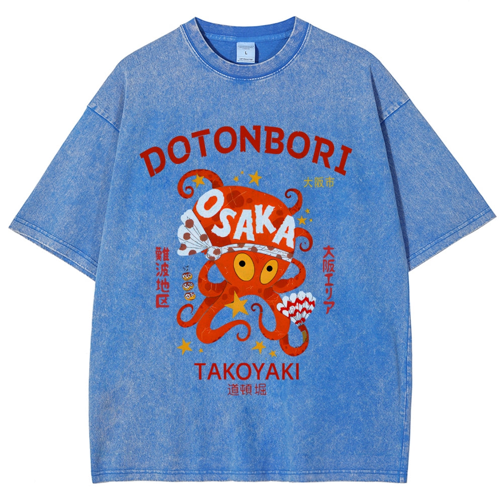 Osaka Dotonbori Vintage Wash Japanese Design T-Shirt