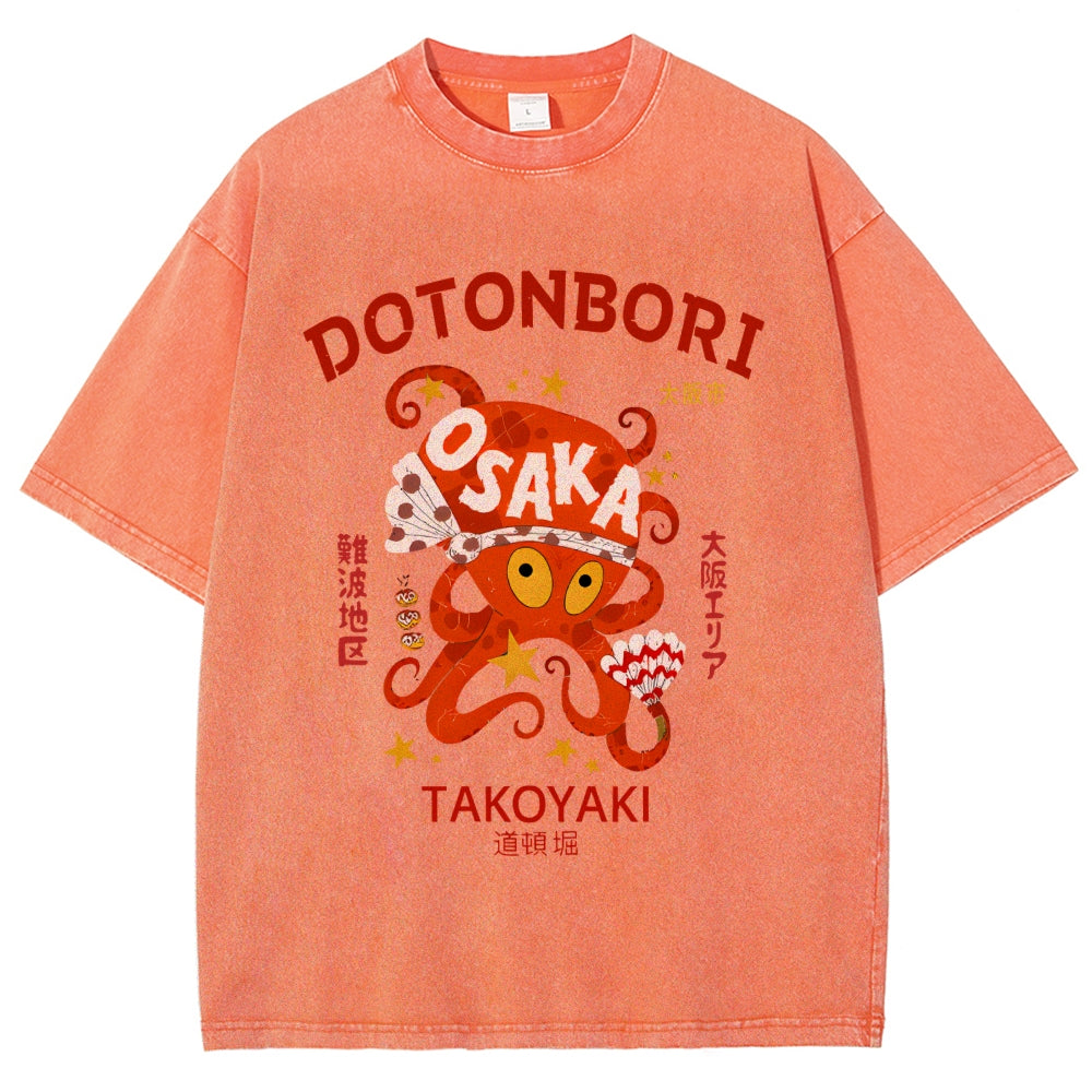 Osaka Dotonbori Vintage Wash Japanese Design T-Shirt
