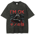Im OK Huge Angry Shark Vintage Washed T-shirt