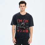 Im OK Huge Angry Shark Vintage Washed T-shirt