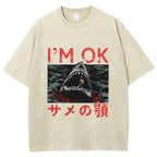 Im OK Huge Angry Shark Vintage Washed T-shirt