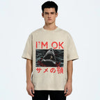 Im OK Huge Angry Shark Vintage Washed T-shirt