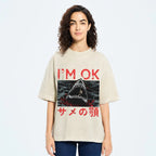 Im OK Huge Angry Shark Vintage Washed T-shirt