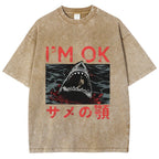 Im OK Huge Angry Shark Vintage Washed T-shirt