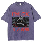 Im OK Huge Angry Shark Vintage Washed T-shirt