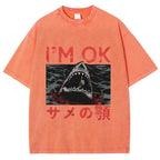 Im OK Huge Angry Shark Vintage Washed T-shirt