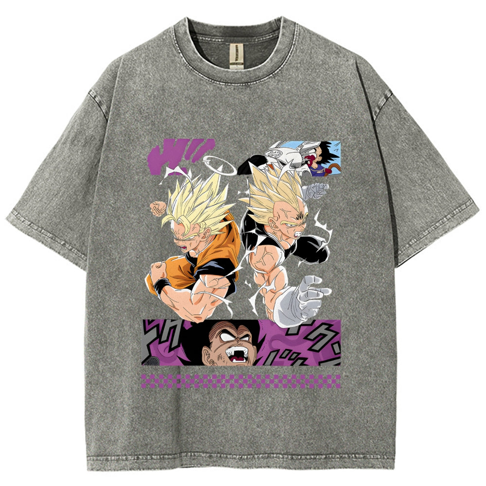 Unisex Dragon Ball Goku Vegeta Printed Washed Tee