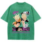 Unisex Dragon Ball Goku Vegeta Printed Washed Tee