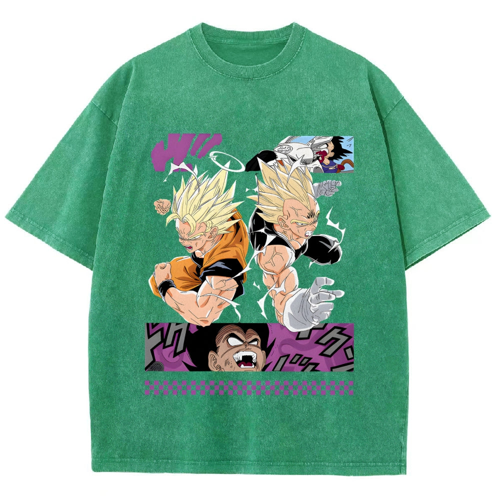 Unisex Dragon Ball Goku Vegeta Printed Washed Tee