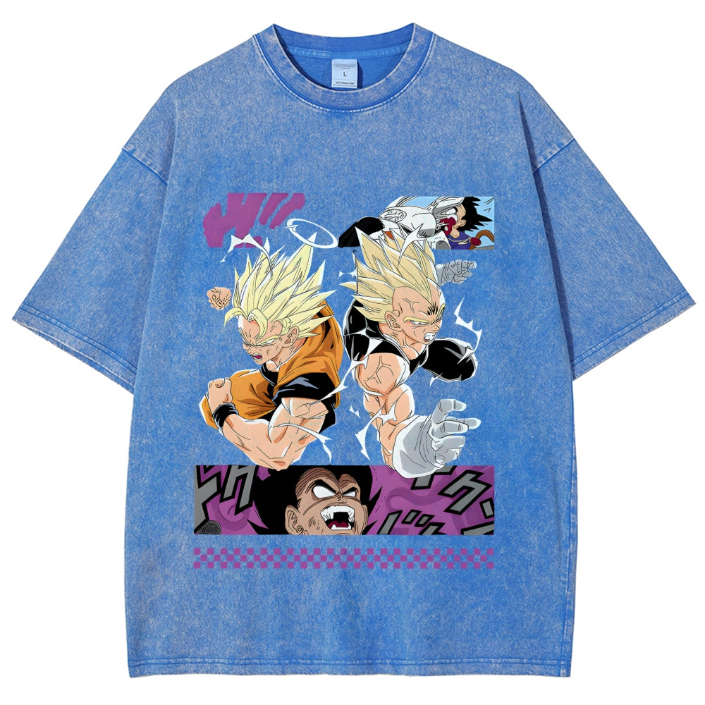 Unisex Dragon Ball Goku Vegeta Printed Washed Tee