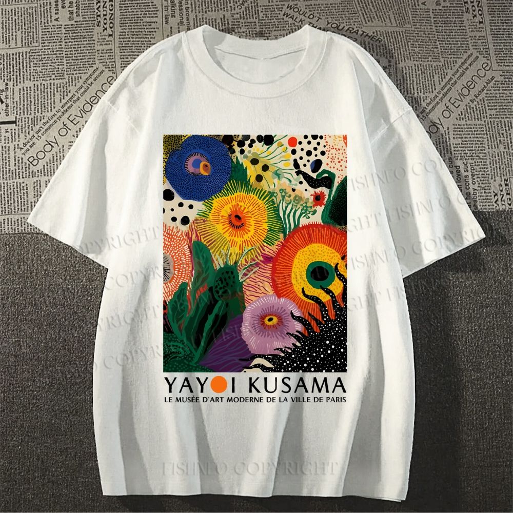 Unisex Classic Cotton Yayoi Kusama Eye Flowers Printed T-shirt