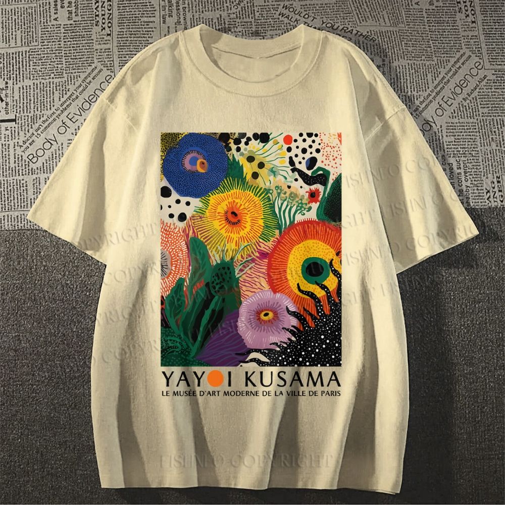 Unisex Classic Cotton Yayoi Kusama Eye Flowers Printed T-shirt