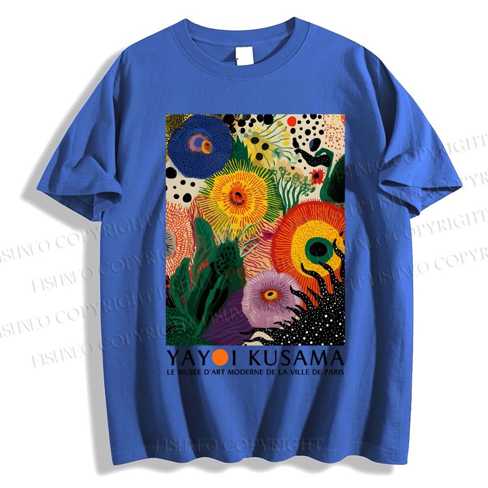 Unisex Classic Cotton Yayoi Kusama Eye Flowers Printed T-shirt