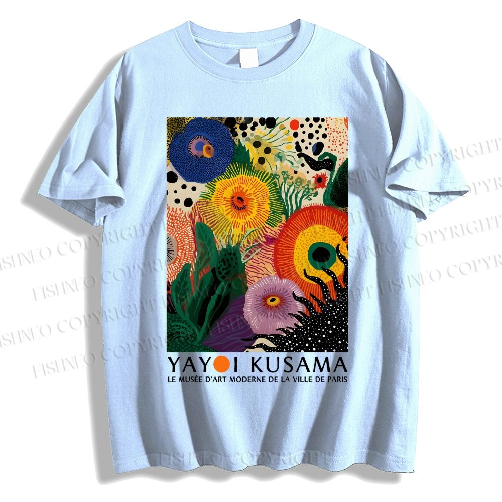 Unisex Classic Cotton Yayoi Kusama Eye Flowers Printed T-shirt