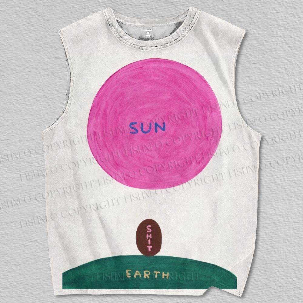 Unisex Sun Shit Earth Printed Tank Top