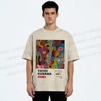 Unisex Japanese Yayoi Kusama Art Printed Washed Tee