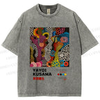 Unisex Japanese Yayoi Kusama Art Printed Washed Tee