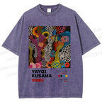 Unisex Japanese Yayoi Kusama Art Printed Washed Tee