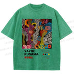 Unisex Japanese Yayoi Kusama Art Printed Washed Tee