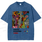 Unisex Japanese Yayoi Kusama Art Printed Washed Tee