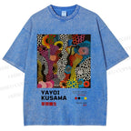 Unisex Japanese Yayoi Kusama Art Printed Washed Tee