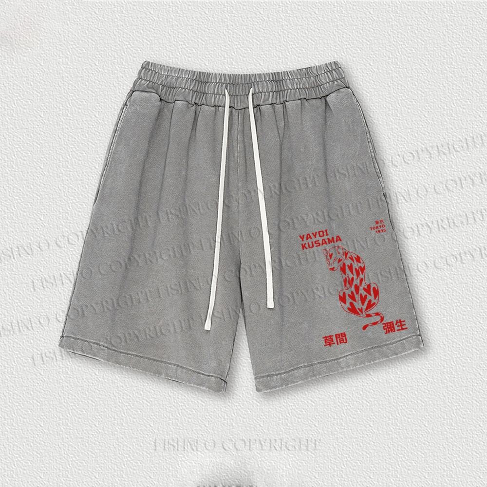 Yayoi Kusama Panther With Heart Washed Vintage Shorts