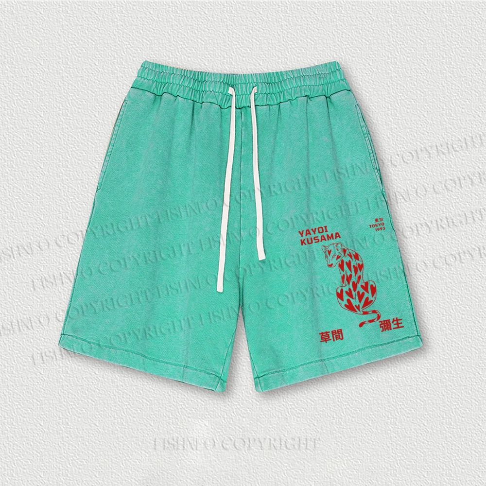 Yayoi Kusama Panther With Heart Washed Vintage Shorts