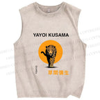 Unisex kusama Tiger Printed Washed Tank Top