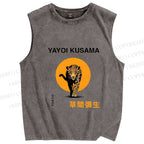 Unisex kusama Tiger Printed Washed Tank Top