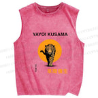 Unisex kusama Tiger Printed Washed Tank Top