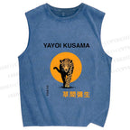 Unisex kusama Tiger Printed Washed Tank Top