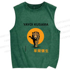 Unisex kusama Tiger Printed Washed Tank Top