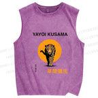 Unisex kusama Tiger Printed Washed Tank Top