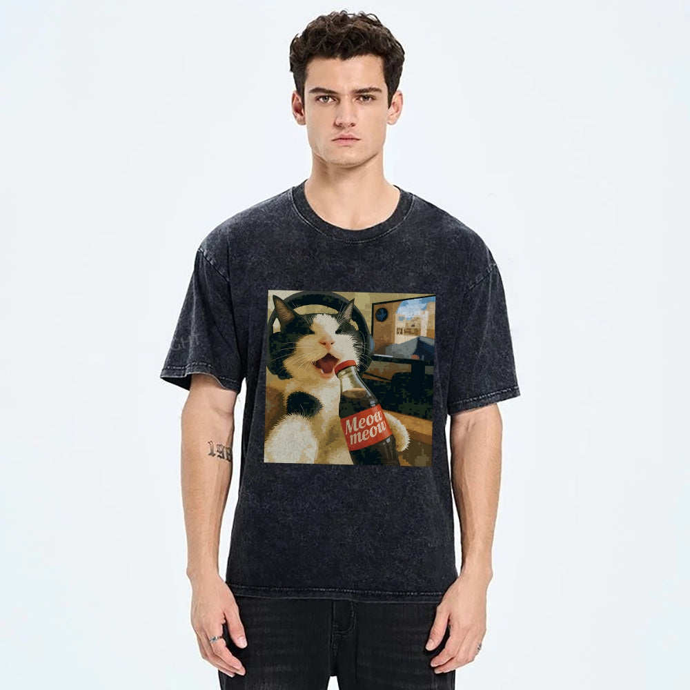 Cat Play Game Meme Washed T-Shirt