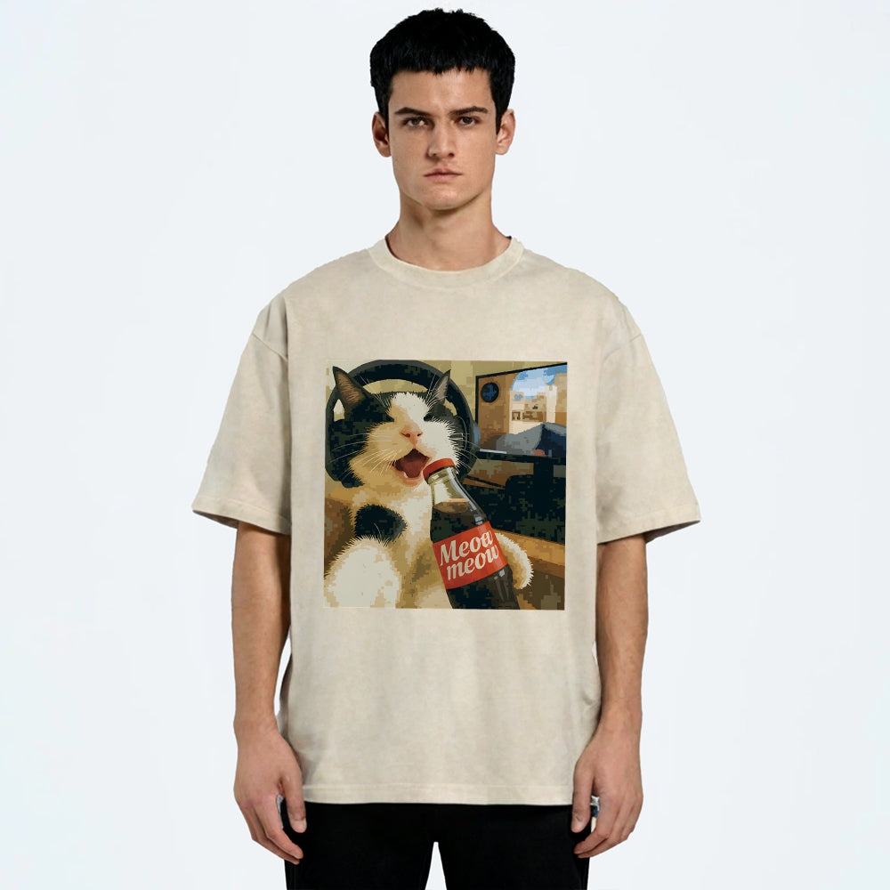 Cat Play Game Meme Washed T-Shirt