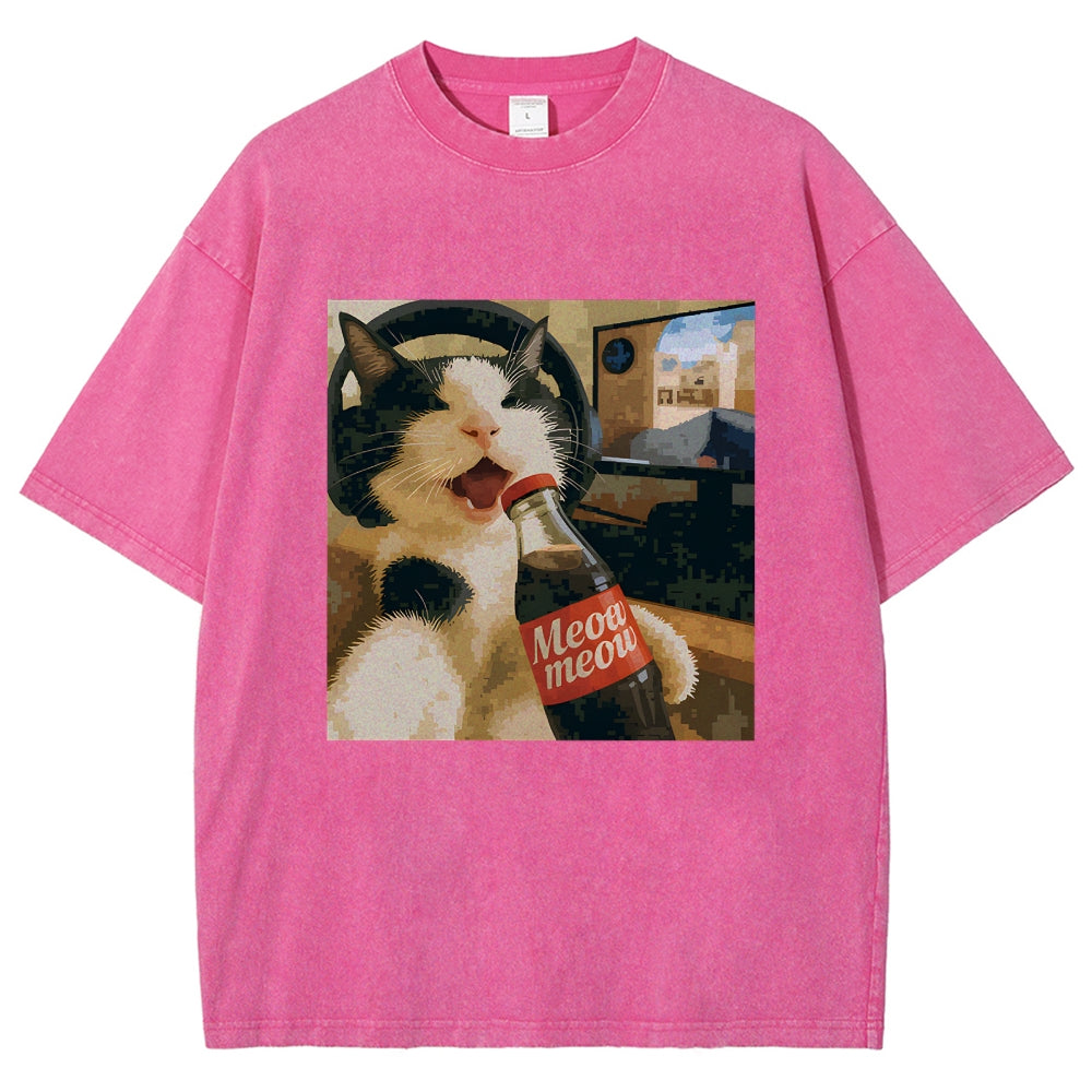 Cat Play Game Meme Washed T-Shirt