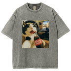 Cat Play Game Meme Washed T-Shirt